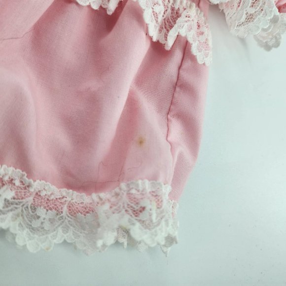 Vtg Baby Girls Pink Tiered Ruffle White Lace Trim Dress/Bloomers RN 50255 Sz 18M - Picture 9 of 16